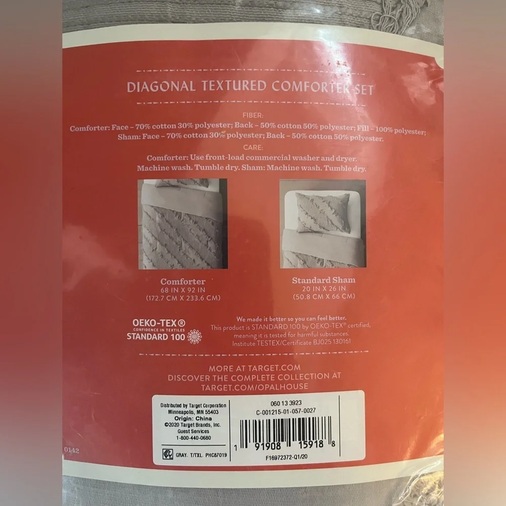 NWT opalhouse diagonaltextured comforter & sham set twin/twin XL gray